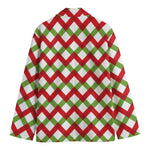 Merry Christmas Checkered Pattern Print Men's Cotton Blazer
