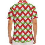 Merry Christmas Checkered Pattern Print Men's Deep V-Neck Shirt