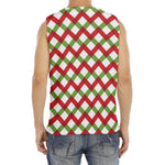 Merry Christmas Checkered Pattern Print Men's Fitness Tank Top
