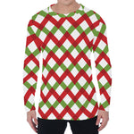Merry Christmas Checkered Pattern Print Men's Long Sleeve T-Shirt