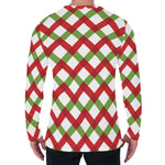 Merry Christmas Checkered Pattern Print Men's Long Sleeve T-Shirt