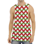 Merry Christmas Checkered Pattern Print Men's Muscle Tank Top