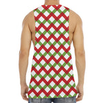 Merry Christmas Checkered Pattern Print Men's Muscle Tank Top