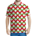 Merry Christmas Checkered Pattern Print Men's Polo Shirt