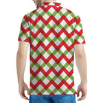 Merry Christmas Checkered Pattern Print Men's Polo Shirt