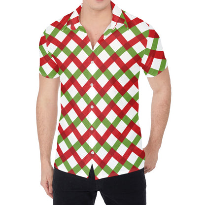 Merry Christmas Checkered Pattern Print Men's Shirt
