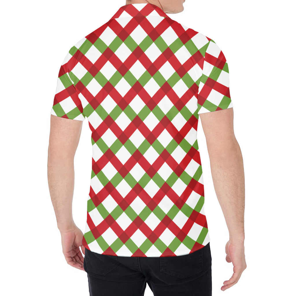 Merry Christmas Checkered Pattern Print Men's Shirt