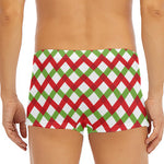 Merry Christmas Checkered Pattern Print Men's Short Boxer Briefs