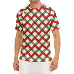 Merry Christmas Checkered Pattern Print Men's Short Sleeve Rash Guard