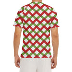 Merry Christmas Checkered Pattern Print Men's Short Sleeve Rash Guard