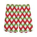 Merry Christmas Checkered Pattern Print Men's Athletic Shorts