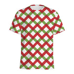 Merry Christmas Checkered Pattern Print Men's Sports T-Shirt