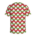 Merry Christmas Checkered Pattern Print Men's Sports T-Shirt