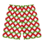 Merry Christmas Checkered Pattern Print Men's Swim Trunks