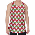 Merry Christmas Checkered Pattern Print Men's Velvet Tank Top