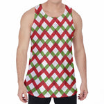 Merry Christmas Checkered Pattern Print Men's Velvet Tank Top