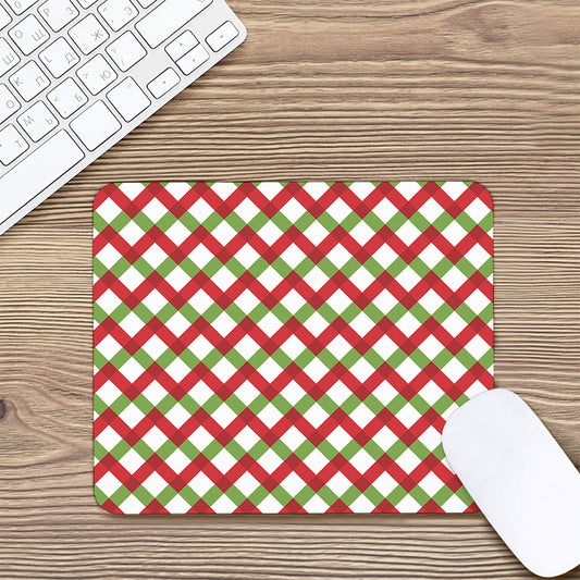 Merry Christmas Checkered Pattern Print Mouse Pad