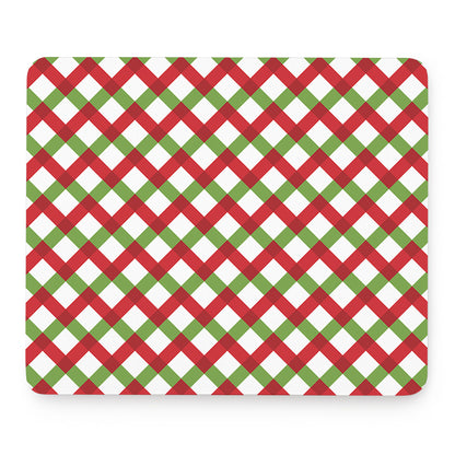 Merry Christmas Checkered Pattern Print Mouse Pad