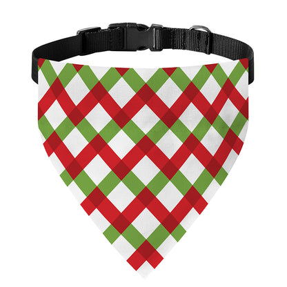 Merry Christmas Checkered Pattern Print Over The Collar Dog Bandana