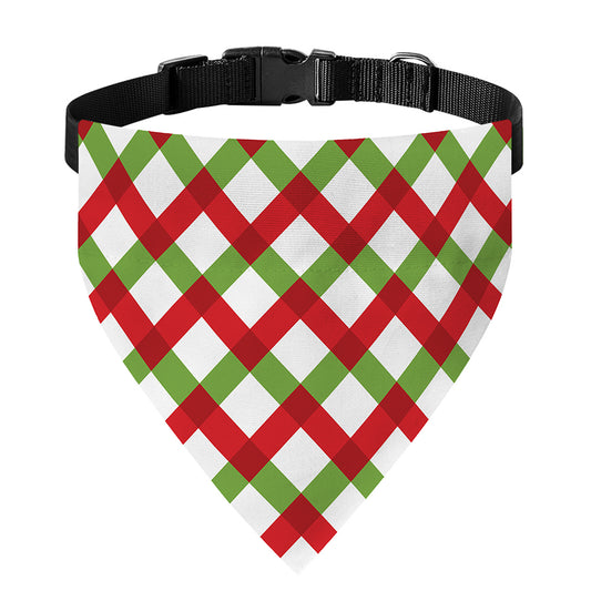 Merry Christmas Checkered Pattern Print Over The Collar Dog Bandana