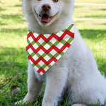 Merry Christmas Checkered Pattern Print Over The Collar Dog Bandana