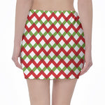 Merry Christmas Checkered Pattern Print Pencil Mini Skirt