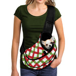 Merry Christmas Checkered Pattern Print Pet Sling Carrier