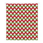 Merry Christmas Checkered Pattern Print Polyester Shower Curtain