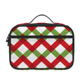 Merry Christmas Checkered Pattern Print Portable Lunch Bag