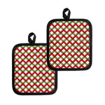 Merry Christmas Checkered Pattern Print Pot Holders