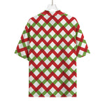 Merry Christmas Checkered Pattern Print Rayon Hawaiian Shirt
