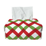 Merry Christmas Checkered Pattern Print Rectangle Tissue Box Cover