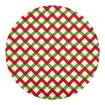Merry Christmas Checkered Pattern Print Round Blanket