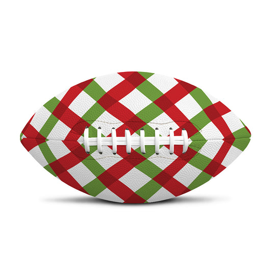 Merry Christmas Checkered Pattern Print Rugby Ball