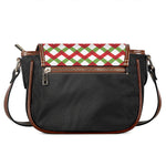 Merry Christmas Checkered Pattern Print Saddle Bag