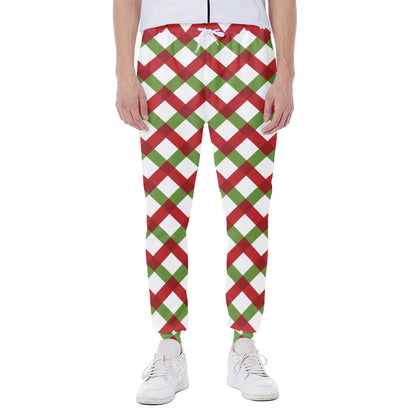 Merry Christmas Checkered Pattern Print Scuba Joggers