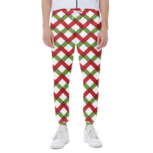 Merry Christmas Checkered Pattern Print Scuba Joggers