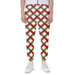 Merry Christmas Checkered Pattern Print Scuba Joggers