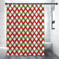 Merry Christmas Checkered Pattern Print Shower Curtain