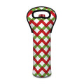 Merry Christmas Checkered Pattern Print Single Neoprene Wine Tote