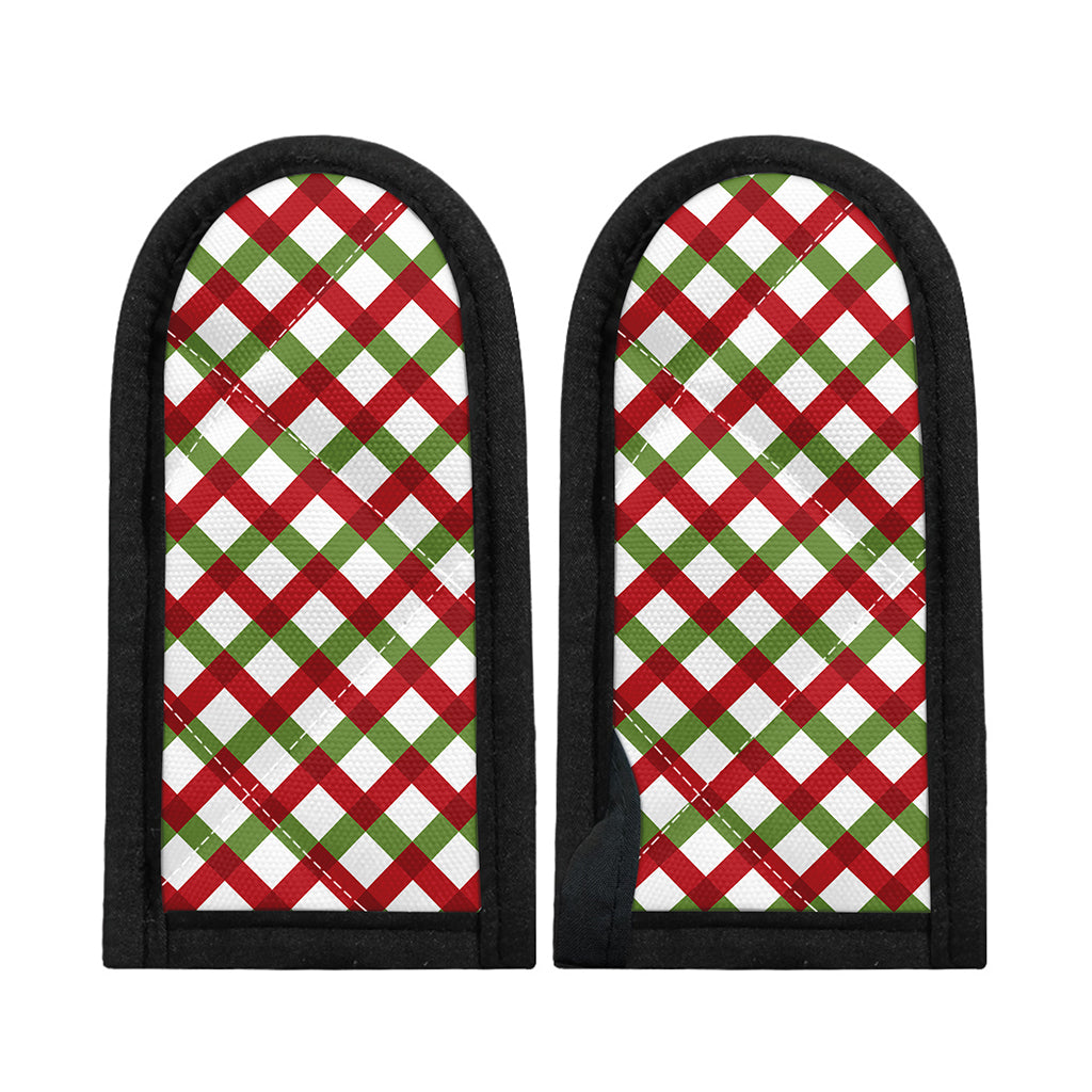 Merry Christmas Checkered Pattern Print Skillet Handle Cover