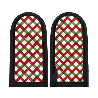 Merry Christmas Checkered Pattern Print Skillet Handle Cover