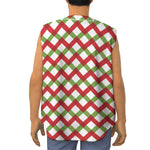 Merry Christmas Checkered Pattern Print Sleeveless Baseball Jersey