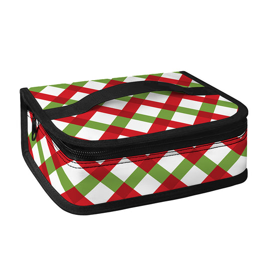 Merry Christmas Checkered Pattern Print Small Lunch Bag