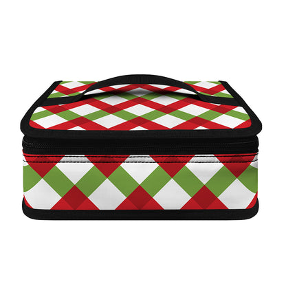 Merry Christmas Checkered Pattern Print Small Lunch Bag