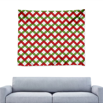 Merry Christmas Checkered Pattern Print Tapestry