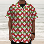 Merry Christmas Checkered Pattern Print Textured Short Sleeve Shirt