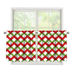 Merry Christmas Checkered Pattern Print Tier Curtains