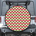 Merry Christmas Checkered Pattern Print Tire Cover