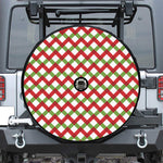 Merry Christmas Checkered Pattern Print Tire Cover With Camera Hole
